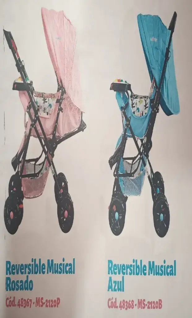 COCHE PASEADOR REVERSIBLE MUSICAL MATTINA MS-2120  ROSADO