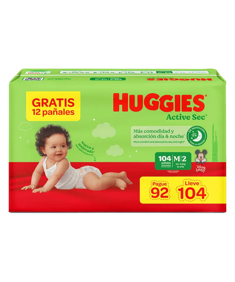 HUGGIES ACTIVE 2 PAGUE 92 LLEVE 104