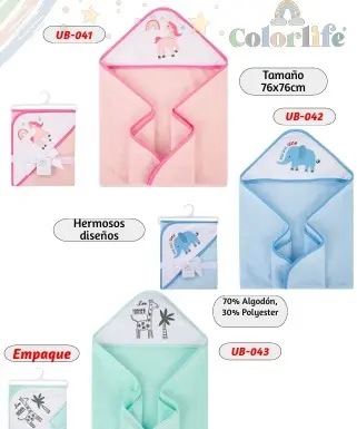 TOALLA BEBE BABY UB 041 042 043 (76X76)