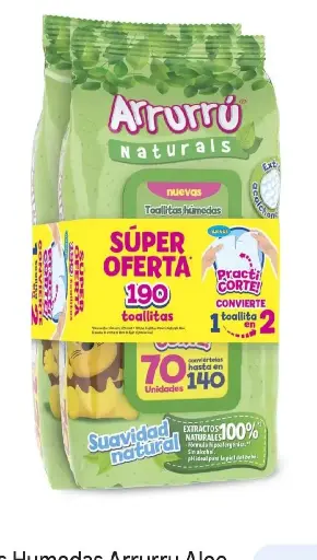 [2028] TOALLITAS ARRURRU 190 UND ALOE VERA Y MANZANILLA 