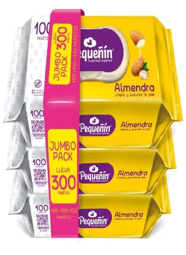 [2596] TOALLITAS PEQUEÑIN 300 UND ALMENDRA 